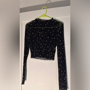 SHEIN Black and Gold Star Crop Top
